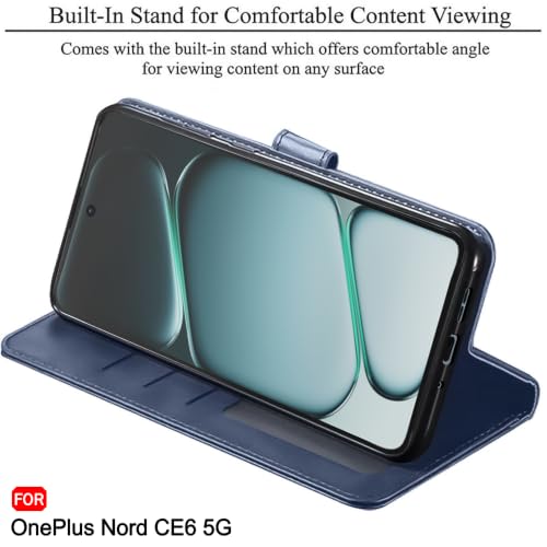 Image of TheGiftKart Flip Back Cover Case for OnePlus Nord CE 6 5G | Dual-Color Leather Finish | Inbuilt Stand & Pockets | Wallet Style Flip Back Case Cover for OnePlus Nord CE6 (Faux Leather, Blue & Sky)