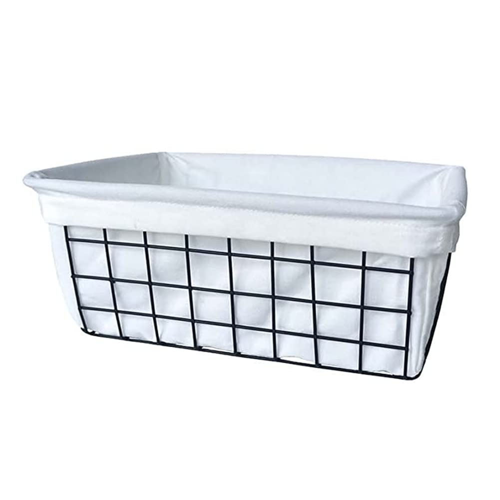 TKOWTB Iron Storage Basket Fabric Storage Basket Desktop Snack Basket 1 Pack Wire Baskets for Storage, Basket Organizer Storage Bin for Kitchen Cabinets A