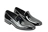 Mens Suede & Shiny Patent Leather Line Slip on Loafers Casual MOD Driving Shoes [Black Patent,UK 9 EU 43] #1