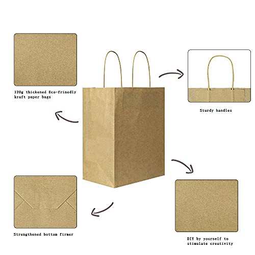 Bagmad B300-120 Sturdy 8X4.75X10 Inch 100 Pack Medium Thick Paper Bags With Handles Bulk, Bagmad Brown Kraft Bags thumb #2