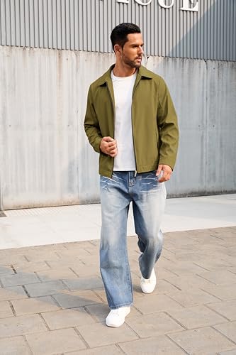 Image of QTE Lightweight Jackets for Men Casual Windbreaker Stylish Light Fall Spring Golf Work Dress Business Coat