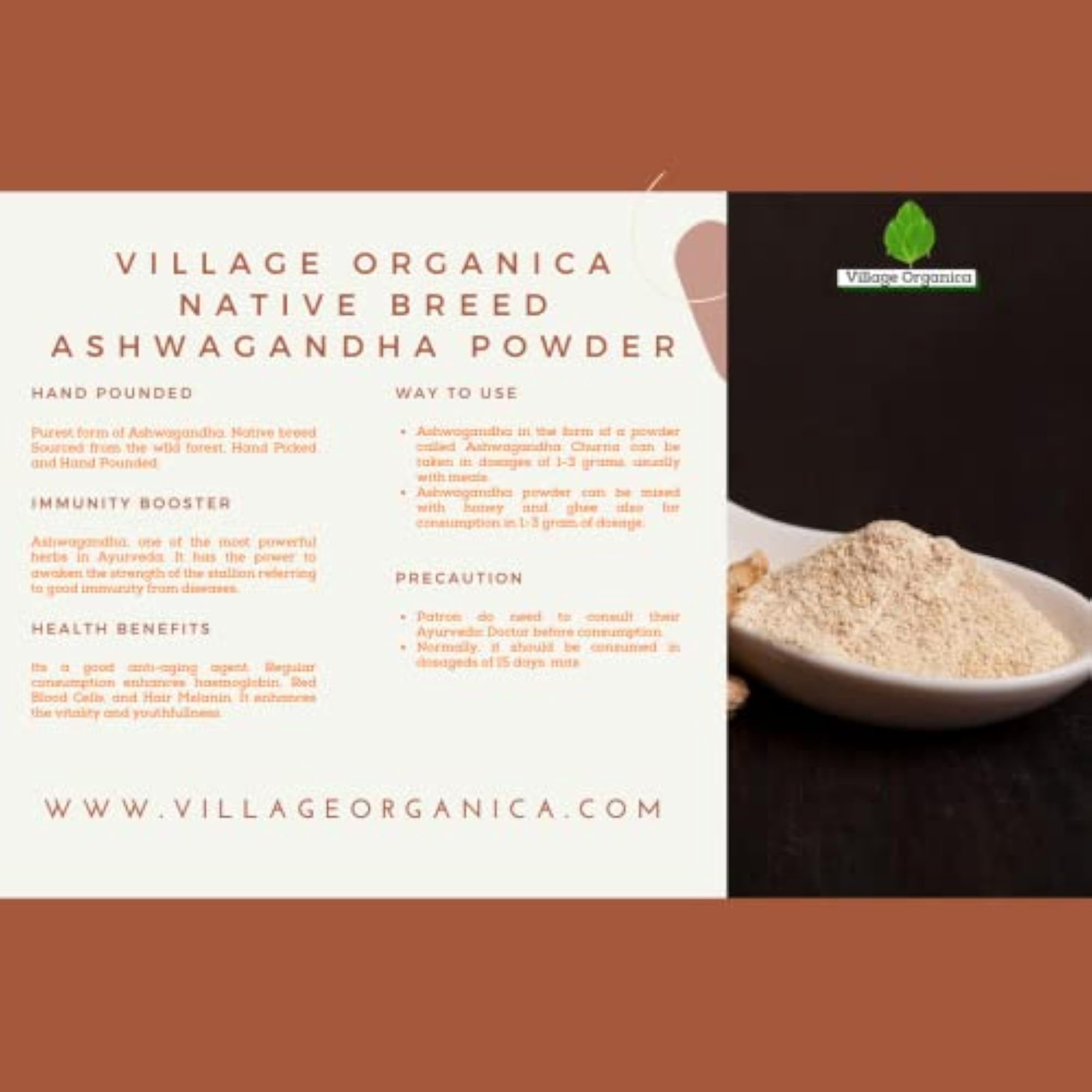 Village-Organica Ashwgandha Powder for Stamina & Immunity