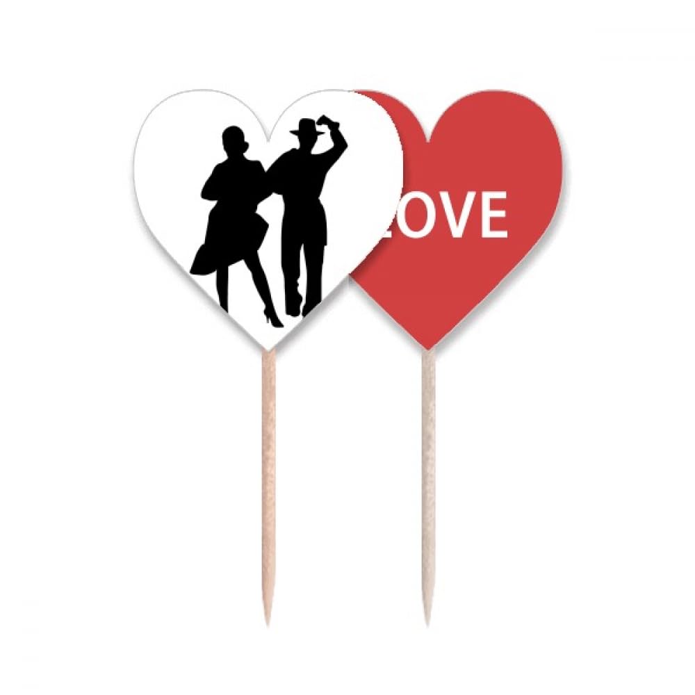 Lable cupcake pick danse avec drapeau cœur pour décoration de buffet