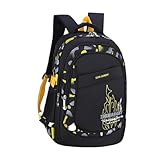 [Ken R] ケンアール リュック キッズ 男の子 小学生 子供 女の子 防水 リュックサック おしゃれ キッズバッグ A4 大容量 (ブラック x イエロー)