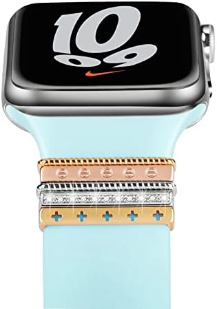 EloBeth Decorative Rings Loops Compatible with Apple Watch Bands Charms Series 8/7 41mm 45mm/Series 6/SE2/SE/5/4 44mm 40mm/Series 3/2/1 42mm 38mm Watchband Decorative Charms Accessories (No Band)