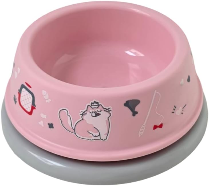 Ant-Proof Pet Bowl Plastic with Non-Skid Rubber and Unique Design Moat Suitable for Puppy Small Sized Dogs and Cats (Pastel Pink, M)