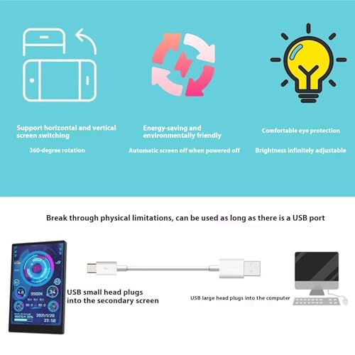 Image of 3.5Inch Type C Portable Secondary Display Dynamic Wide Viewing Small Monitor for Multifunction