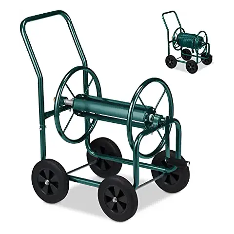 Relaxdays Green Hose Trolley for 60m Hoses Cover