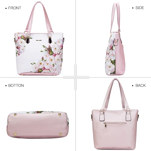 2E-youth Designer Purses and Handbags for Women Satchel Shoulder Bag Tote Top Handle Bag (1H-white flower)