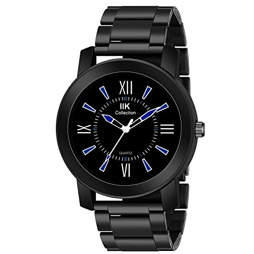 Image of IIK COLLECTION Watches for Men Round Numerical Dial |Analogue Quartz Movemnet Mens Watch|Long Battery Life|Stainless Steel Adjustable Bracelet Black Chain with Long Lasting Polish| Watches for Boys