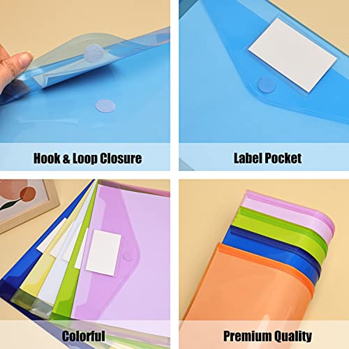 Eoout 30 Pack 10 Color Plastic Envelopes Poly Envelopes, File Folders Clear Document Folders File Envelopes With Label Pocket A4 Size #TOP2
