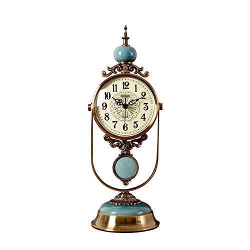 Reloj de Péndulo Reloj de escritorio silencioso de la mesa del swing de escritorio con procesos de cobre y cerámica hacen todo el reloj del soporte elegante y clásico Decorativo Reloj de Pared