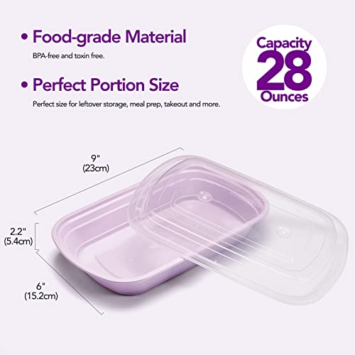 Glotoch 50 Pack Durable Meal Prep Container, Microwavable To Go Containers, Bpa-Free Food Prep Containers-Take Out Food Containers For Lunch/Salad- Freezer And Dishwasher Safe Stacable, Purple #TOP5