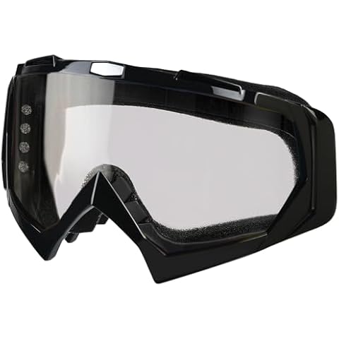 BROYEUR Motorcycle Goggles Dirt Bike Goggles ATV/Riding/Ski Motion Goggles ，for Men Women Adult Youth Riding (Bright black frame+Clear lens) Cover