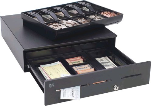 MMF ADV-113A11310-04 Advantage Cash Drawer, Stainless Steel Front, 3 Slots, US Standard 5/5 Tray, Printer Driven, Standard Lock, Keyed Random, No Bell, 17" W x 18" D, Black