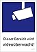 Videoüberwachung Aufkleber und Symbol, DIN 33450, 10x14cm, Schild Videoüberwacht Warnhinweis Kameraüberwachung Wetterfest, Selbstklebend für Innen und Außen, Dieser Bereich Wird videoüberwacht