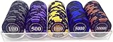 Yarsanor 100 Piece Poker Set Casino Chips Monte Carlo, Clay Acrylic Suit 14 Gram Texas Holdem Blackjack Poker Chips with Values 1-10000 Selectable (Color : G)