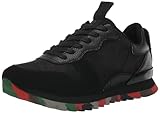 KARL LAGERFELD Paris Men's Camo Sawtooth Speckle Sole Sneaker, Black/Green, 9.5