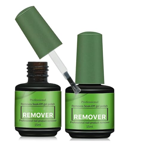 2 Pcs Removedor Esmalte Semipermanente, 15ml Quita Esmalte Semipermanentes Para Uñas, Gel Nail Polish Remover, limina Fácil y Rápidamente el Esmaltes en 3-5 Minutos, No Daña las Uñas