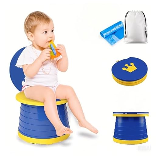 Portable Potty Seat, Toddler Folding Training Toilet Chair Kids Travel Foldable Potty Indoor Outdoor with Storage Travel Bag Blue