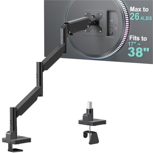 Image of WALI Extra Long Single Monitor Arm for 17-38 inch Screens, up to 26.4 lbs