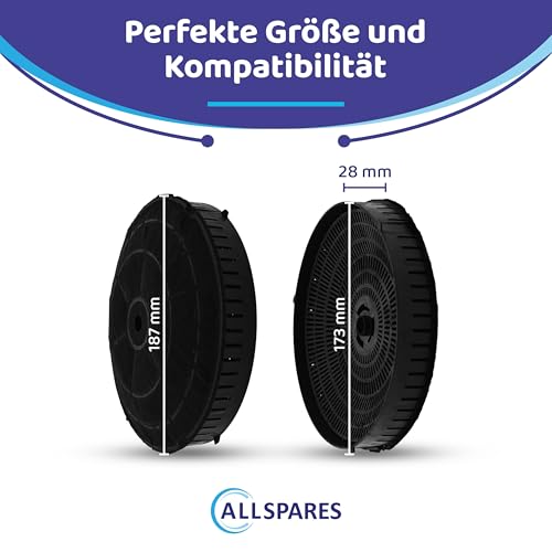 AllSpares Aktivkohlefilter (2 St.) für Dunstabzugshauben geeignet für Elica CFC0038668 | IKEA NYTTIG FIL 440 | Bauknecht 482000009691 | Ø173mm
