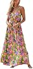 Vestido largo con estampado floral, escote en V torcido, sin mangas, casual para mujer 2