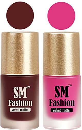 Image of Nail Polishes, Dark Tan-Pink Velvet Matte Nail Paint Combo Set of 2 Pcs 7ml each