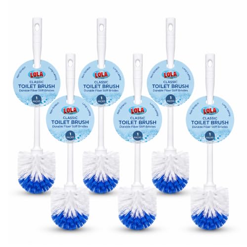 Image of LOLA Classic Toilet Brush, Durable Fiber Stiff Bristles, Non-Scratch - 6 PK