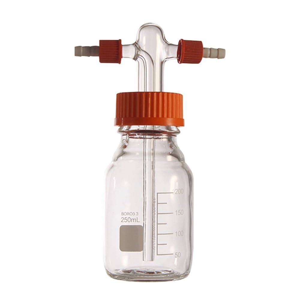 Frasco de reactivo tampón de laboratorio, cabezal de matraz graduado, tapa de polipropileno GL45 con 2 roscas, tapón de rosca GL14(250ml)