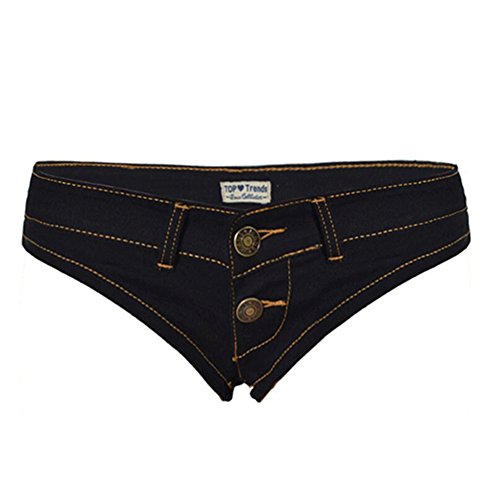 VOGRACE Women's Solid Color Mini Shorts Disco Club Low Waisted Jeans Pants Black S