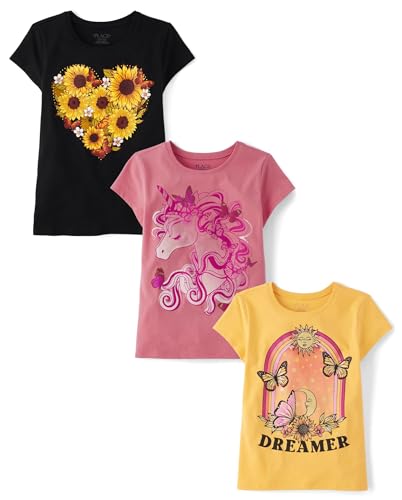 Girls unicorns butterfly short sleeve graphic tees - 3 pack