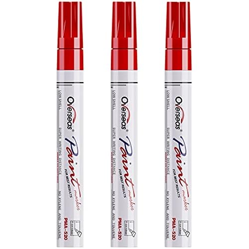 Overseas Red Paint Pens Permanent Markers, 3 Oil Based Paint Makrers