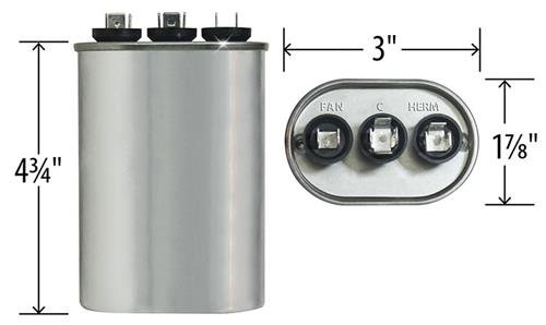 Genteq 97F9733-30 + 5 uf MFD 440 Volt VAC Genteq Replacement Oval Dual Run Capacitor