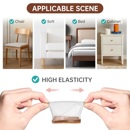 Chair Leg Floor Protectors Rectangle, 16Pcs Silicone Felt Furniture Leg Pads Caps Covers for Hardwood Floors,No Noise and No Scratches(Fit Length:28-38mm,Width:19-25mm) - Image 5
