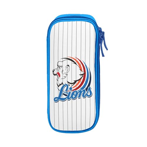 For 埼玉西武ライオンズ ペンケース 筆箱 2層 文具ポーチ 大容量 おしゃれ 学生用 大人 通学 通勤 多機能 誕生日 Blue