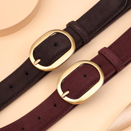 Women's Suede Genuine Leather Belt Skinny Casual Waist Belt3