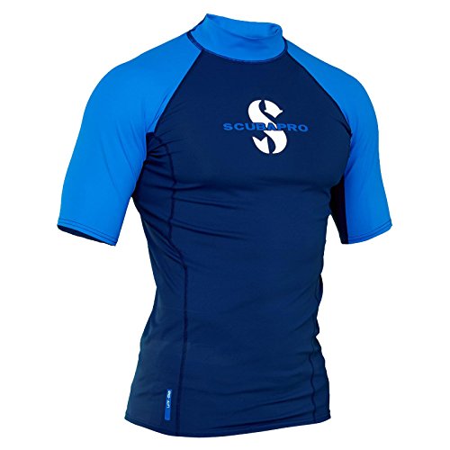 (Medium, Aegean) - ScubaPro Men's UPF 80 T-Flex Short Sleeve Rash Guard