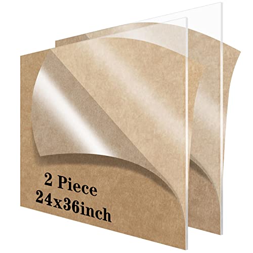 Image of Acrylic Sheet 24 x 36 1 /8 inch Thick Lesnlok 2 Pack 3mm Clear Plexiglass Sheet,Use for Craft Projects,Signs,Sneeze Guard and More