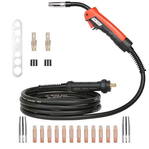 Torcia di Saldatura a filo MIG MAG 15Ak con Parti Usurate per Saldatura,Torcia MIG,Accessorio per Saldatura,Pistola Saldatrice Manuale Portatile per Filo di Saldatura(4 metri)-Arancione