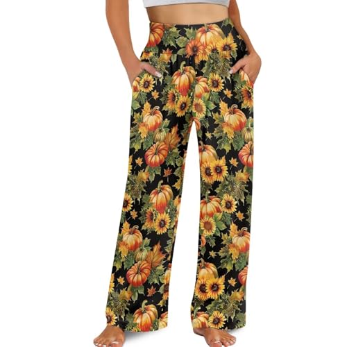 Wide Leg Trouser Pants for Women High Waist Yoga Bootcut Pants Casual Trousers with Pockets