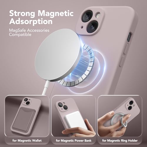 Image of Magnetic for iPhone 13 Case, Compatible with MagSafe, [Full Camera Protection][Screen Protector] Silicone Shockproof Protective Phone Case for iPhone 13 6.1 inch, Hazel