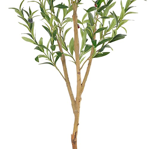 Image of Bellacat Faux Olive Tree 4ft，Olive Trees Artificial Indoor with Natural Wood Trunk and Realistic Leaves and Fruits. 4 Feet(48in) Fake Olive Tree for Home House Office Decor.
