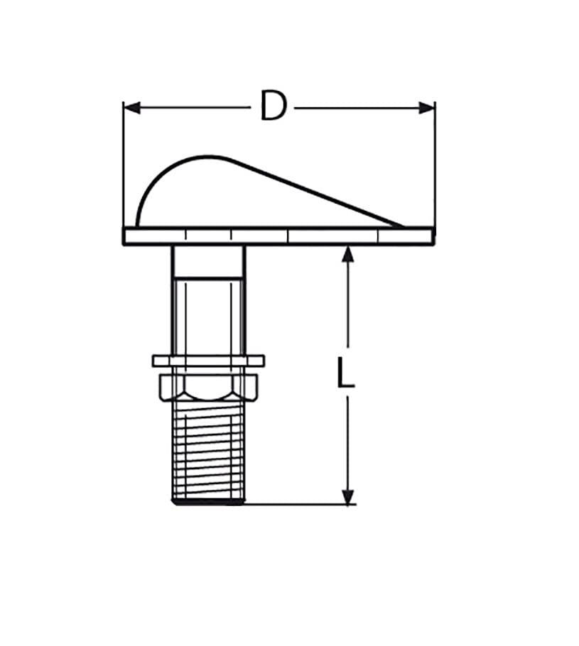 Wassereinlass mit Größe, Edelstahl A4, 3/4"