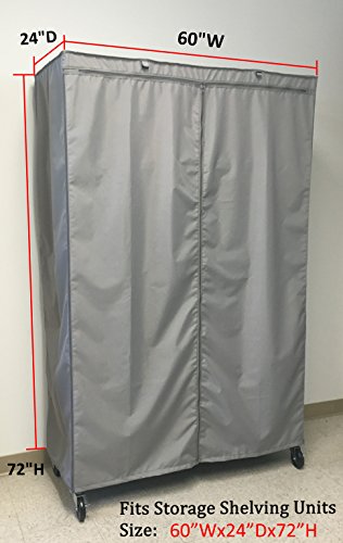 Formosa Covers | The Original Storage Shelving Unit Cover, Keep Garage, Closet, Medical Office, Kitchen, Yard Neat | Wire Steel Metal Shelf Accessories Fits Racks 60" W X 24 D X 72 H (Cover Only Grey) #TOP2