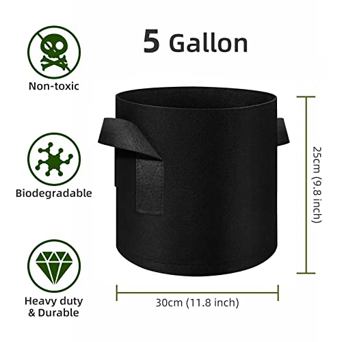 WHATWEARS 12 Pack 5 Gallon Plant Grow Bags, Thickened Nonwoven Fabric Pots with Handles, Vegetable Planter Bags Containers - Image 2