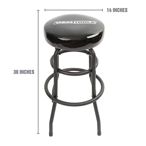 OEMTOOLS Juego de 2 Butacos Giratorios con Anillo para Pies, 30.5in Alto x 14in Ancho, Estructura de Acero, Asiento de Vinilo, Acabado Negro Mate miniatura 3