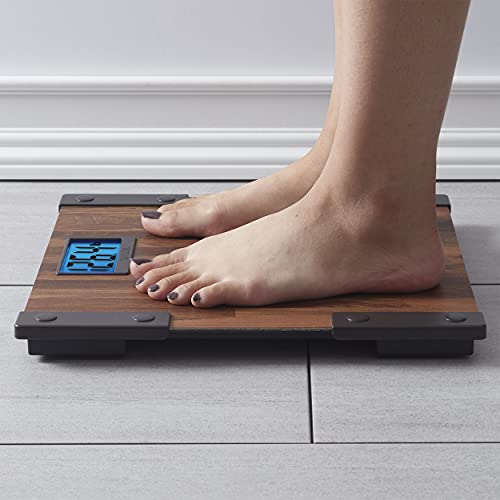 Taylor Digital Scales For Body Weight, Extra High Accurate 440 Lb Capacity, Unique Blue Lcd, Farmhouse Look, Auto On And Offscale, 12.4 X 12.4 Inches, Brown #TOP4