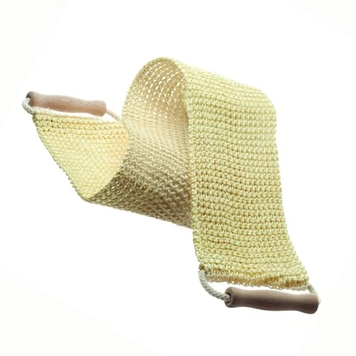 Premium Sisal Exfoliating Back Strap Shower Brush Rub Exfoliating Dead Skin Shower Bath Towel Skin Care Bath Towel Scrubber Natural Sisal Back Strap with Wooden Handle for Home Shower SPA Scrubber