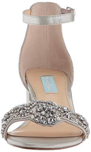 Betsey Johnson Blue Women's Sb-Mel Heeled Sandal, Silver, 8 M Us #TOP1